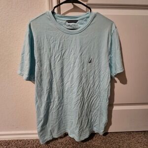 Nautica Performance Tee Men's Large Light Blue Cotton Spandex Crew Neck T-Shirt